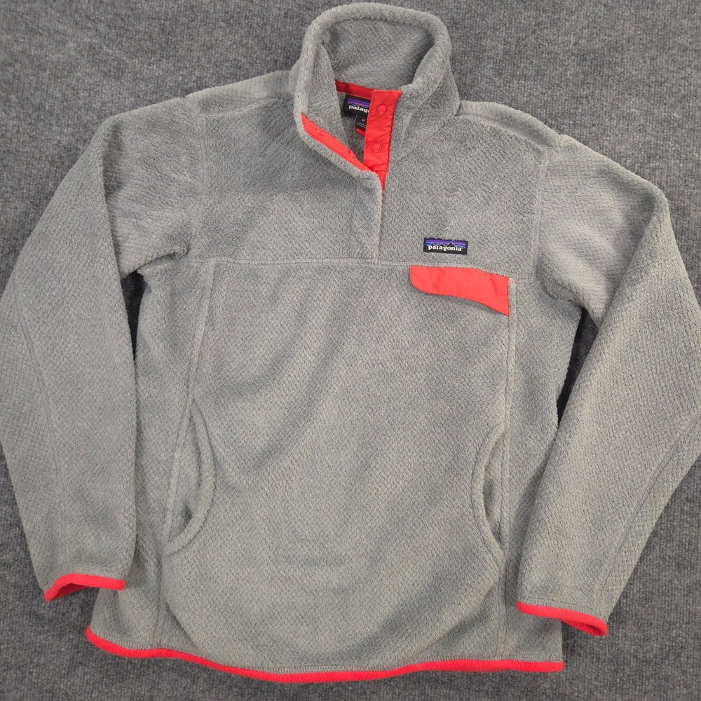 Patagonia Re-Tool Snap-T Pullover Womens M Gray Pink Polartec Thermal Fleece